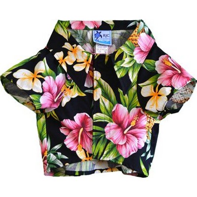 Dog Hawaiian Tropical Print Black Cotton Shirt