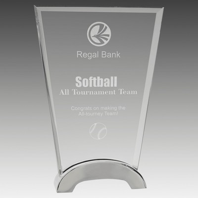 Fan Platinum Glass with Arch Metal Base