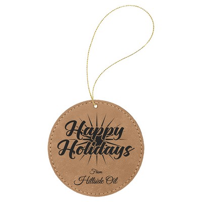Round Leatherette Ornament with String