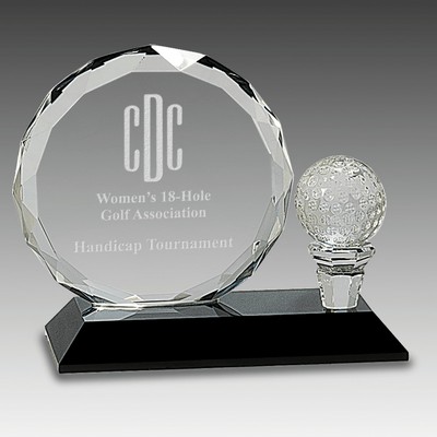 Facet Crystal w/Golf Ball on Pedestal Base