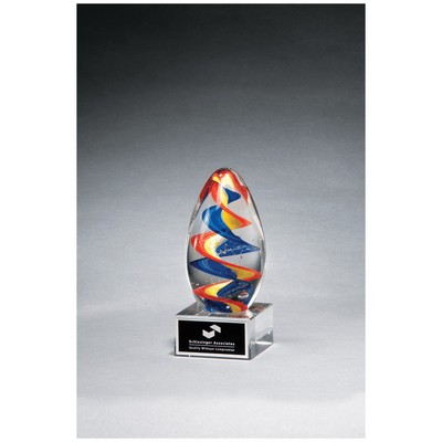 Colorful Egg Shaped on Glass Base Art Glass