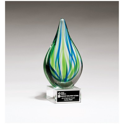 Teardrop on Glass Base Art Glass