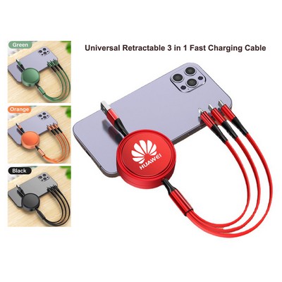 Retractable 3" 1 USB Cable with Logo Custom
