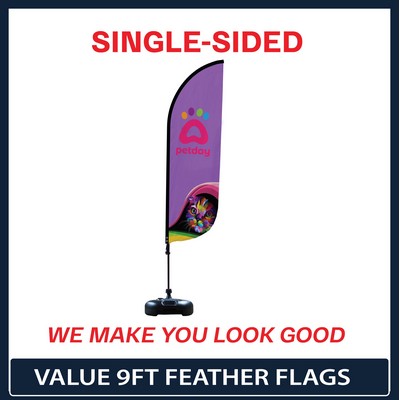 Value 9' Feather Flag - Single Sided Graphic Plastic Water Base