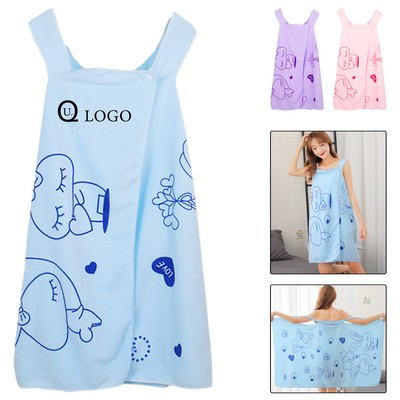 Cartoon-Style Strappy Women Wearable Bath Towel
