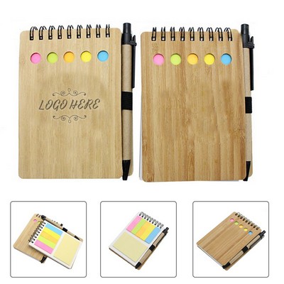 Bamboo Covered Sticky Note Notebook