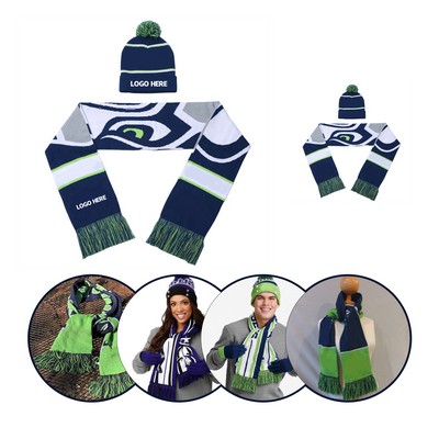 Acrylic Spandex Knit Beanie and Scarf Set