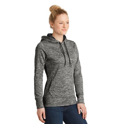 Sport-Tek Women's PosiCharge Electric Heather Fleece Hooded Pullover.