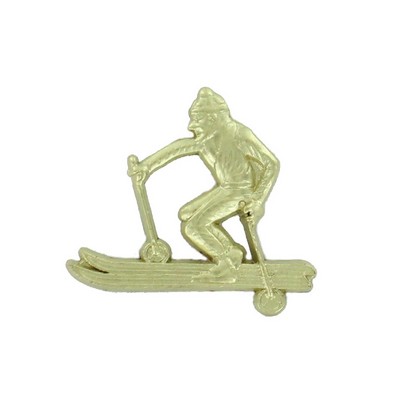 Gold Skiing Chenille Pin