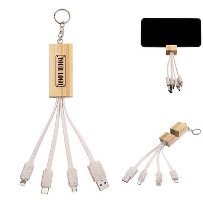 Bamboo Phone Stand Charging Cable