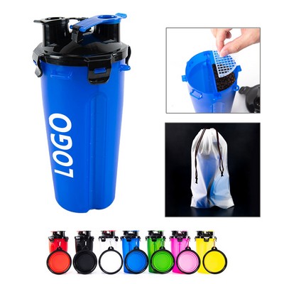 2-in-1 Pet Water & Food Cup with Collapsible Bowl
