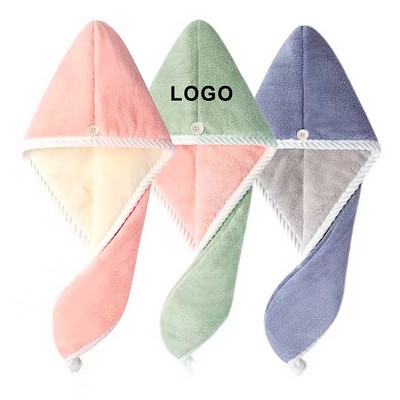 Two Side Hair Towel Wrap With Button