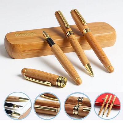 Wooden Bamboo Set Ballpoint Signature Pen