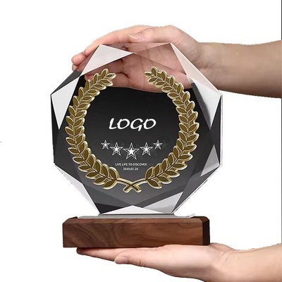 Octagonal Creative Wheat Ear Crystal Trophy