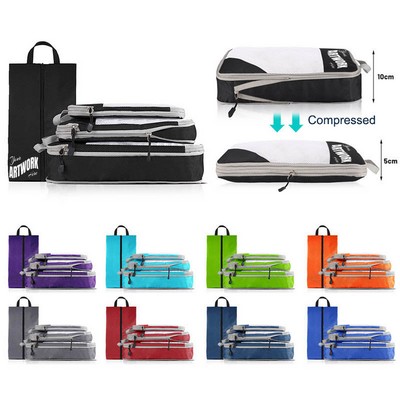 4 PCS Set Mesh Luggage Organizer Or Compression Packing Cube Set With Shoe Bag
