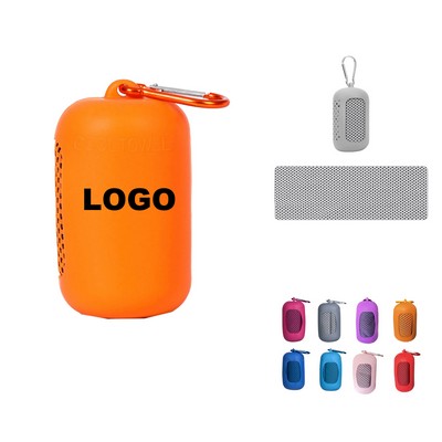 Soft Sport Cold Feeling Towel With Silicone Case