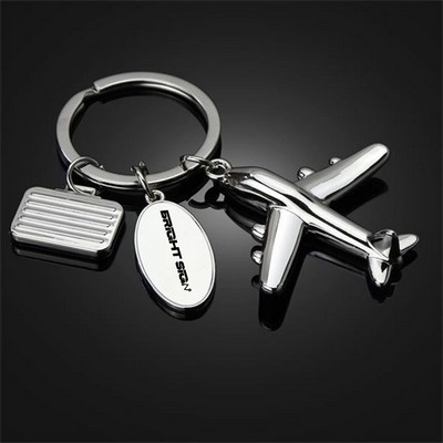 Airplane & Luggage Charm Keychain