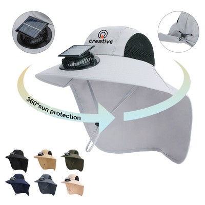 Solar fan Fisherman Sun Hat w/Neck Flap