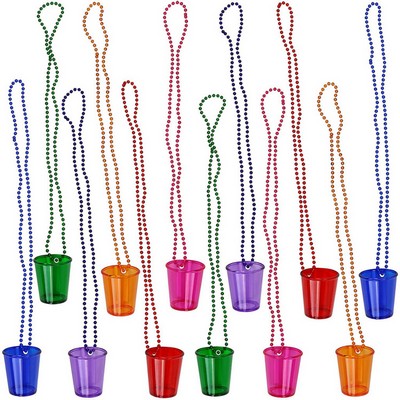Transparent Plastic Small Wine Cup Party Necklace Bead Chain Shot Glass