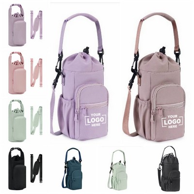 40oz Insulated Water Bottle Carrier Bag with Phone Pocket
