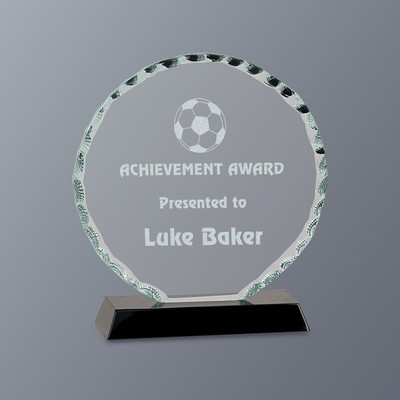 Clear Round Facet Glass on Black Crystal Base, Medium (5-1/2"x 6-1/4"H)