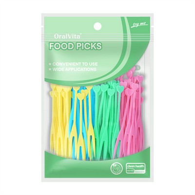 48-Piece Plastic Dessert Forks Set - Food Picks, Ice Cream Spoons & Cake Forks in Custom Pouch bag