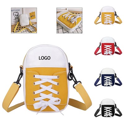 Crossbody Bag with Canvas Shoe Design