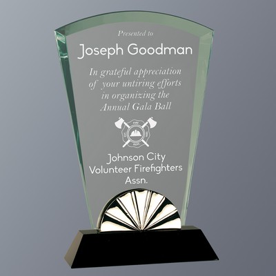 Fan Horizon Glass on Black Glass Base Series, Medium (5-1/2"x 9"H)