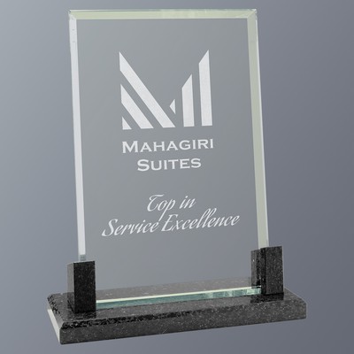 Rectangle Glass with Black Marble Base, Medium (6"x8-1/4"H)