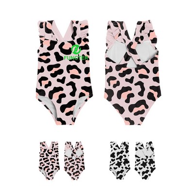 Children One Piece Swimsuit With Ruffled Edges