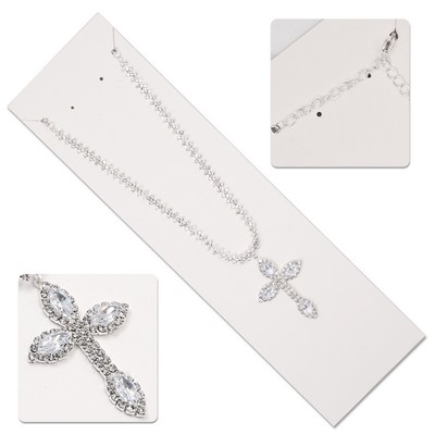 Crystal Cross Pendant Necklace with Adjustable Chain