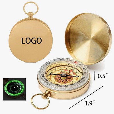 Brass Pocket Watch Flipping Lid Compass with Luminous Feature