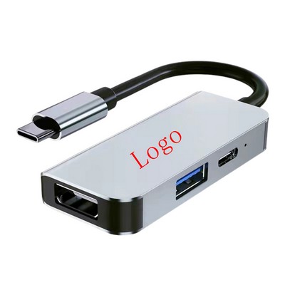 3-in-1 Aluminum USB-C Multiport Hub with 4K HDMI & PD Charging