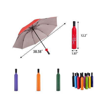 Wine Bottle Compact Sun and Rain Umbrella