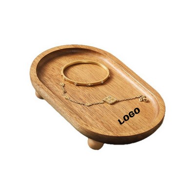 Acacia Wood Footed Vanity Tray & Display Riser