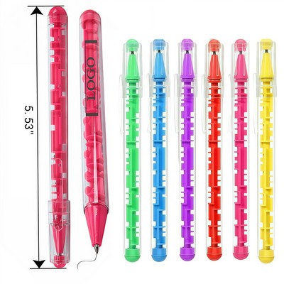 Maze Puzzle Ballpoint Pen Clear Barrel Plastic Game Toy