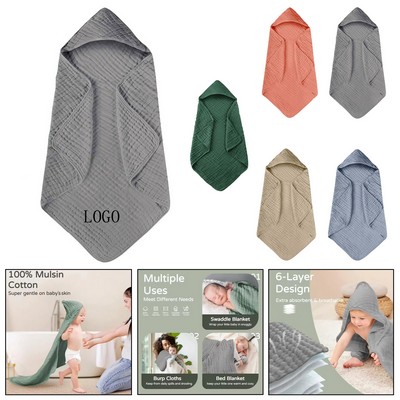 Soft Cotton Baby Hooded Towel Blanket