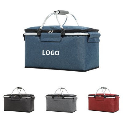 Insulated Foldable Picnic Basket Cooler Bag