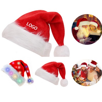 Thick Fur Xmas Party Unisex Velvet Santa Hat