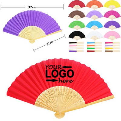 Paper Folding Fan With Wooden Handle