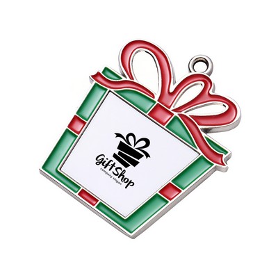 Gift Box Shaped Christmas Metal Hanging Ornament