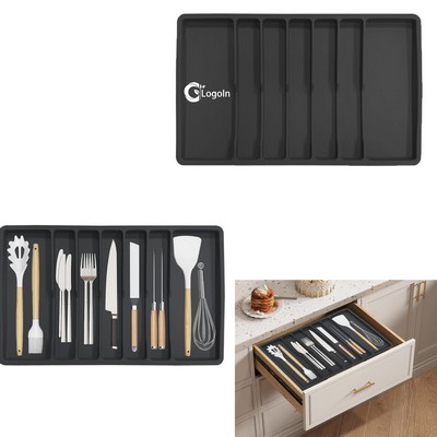 7-Compartments Kitchen Drawer Organizer Classic Large Silverware Tray