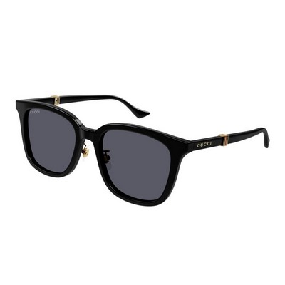 Men's Shiny Solid Black Rectangular Sunglasses
