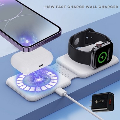 ON SALE! 3-1 Foldable Magnetic Wireless Charger + 18W Wall Charger