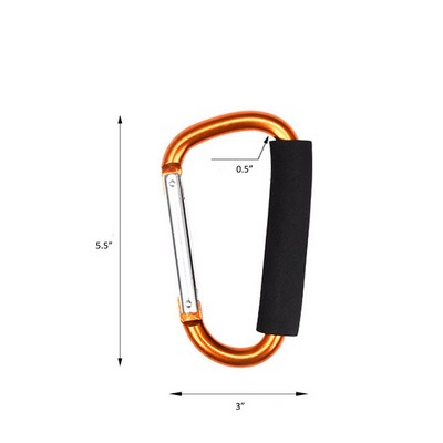 Heavy Duty Aluminum Carabiner Clip and Stroller Hook 5 1/2" x 3" x 1/2" Multi Purpose Gear Hook