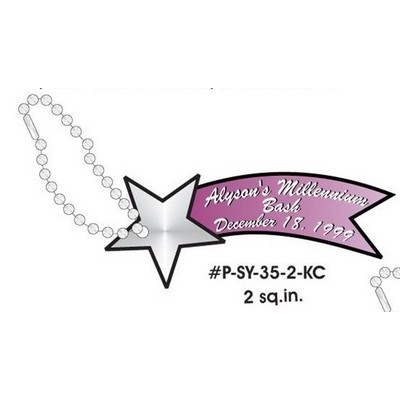 Star Banner Promotional Line Key Chain w/ Black Back (2 Square Inch)