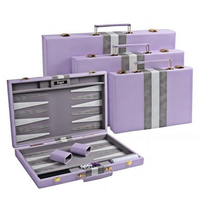 Luxury PU Leather Backgammon Board with Dice Set in Travel Gift Box
