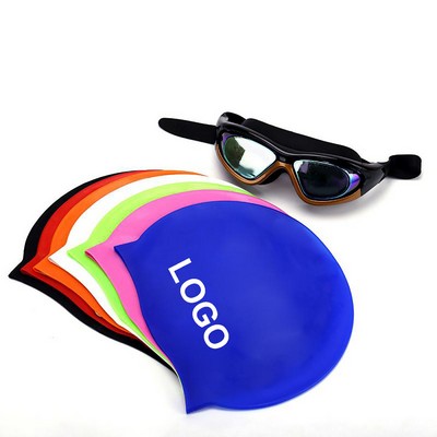 Solid Color Silicone Swimming Cap