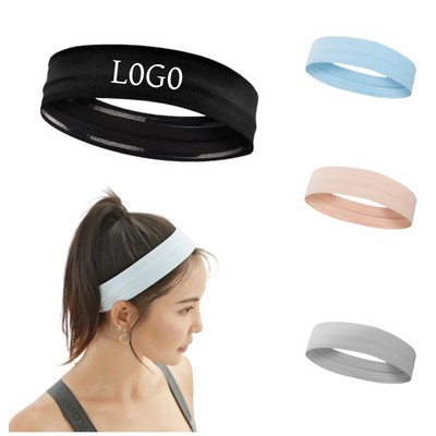 Non-Slip Double Rubber Strip Sports Headband