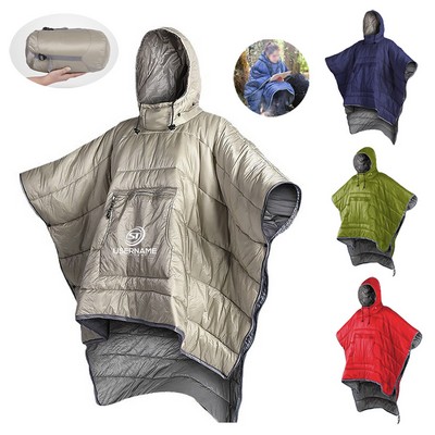 Ultra-Light Nylon Poncho Cloak Hoodie Style Coat Outdoor Cape & Sleeping Bag for Camping